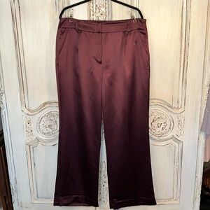 Jennifer Lopez Satin Wide Cuffed Leg Trendy Chic Classic Trousers S/16